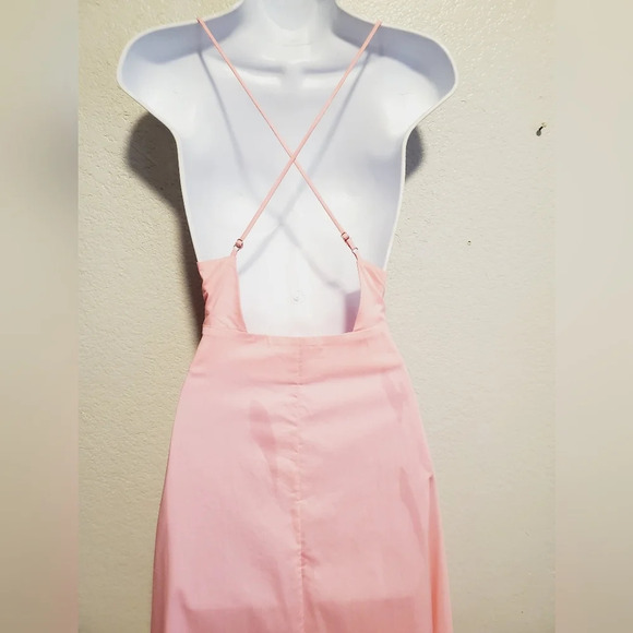 💚5/$25 NWT Forever 21 Bubble Gum Pink Cotton Maxi Slip Dress Size Large - Picture 5 of 6